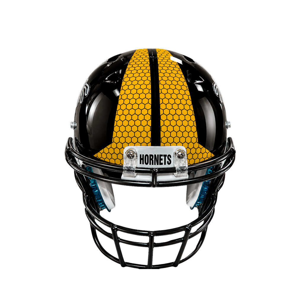 black and yellow football helmet American Heritage (FL) High School Mini field designs HDHD Split Tapered Stripes