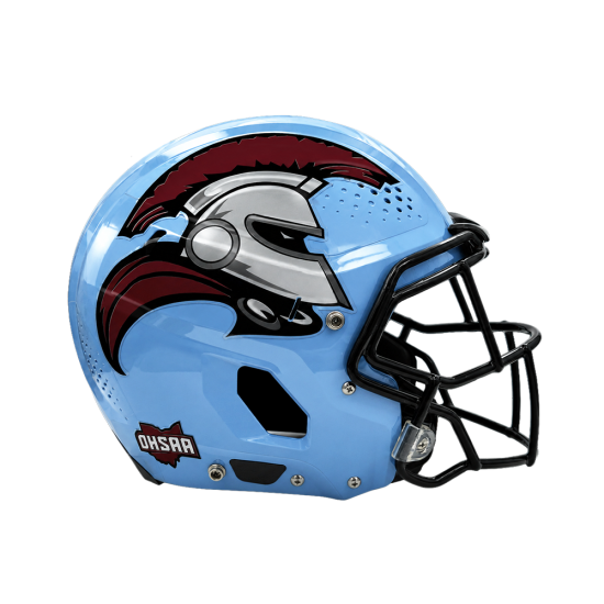 blue football helmet with black and chrome g NFL Mini Hover the S2BD Chrome Oversized Helmet Decals