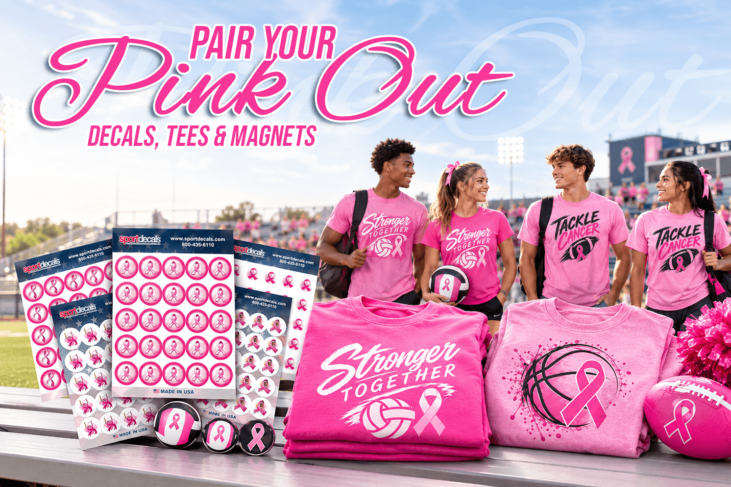 Pair Your Pink Out: Matching Breast Cancer Awareness Decals, Tees, and Magnets