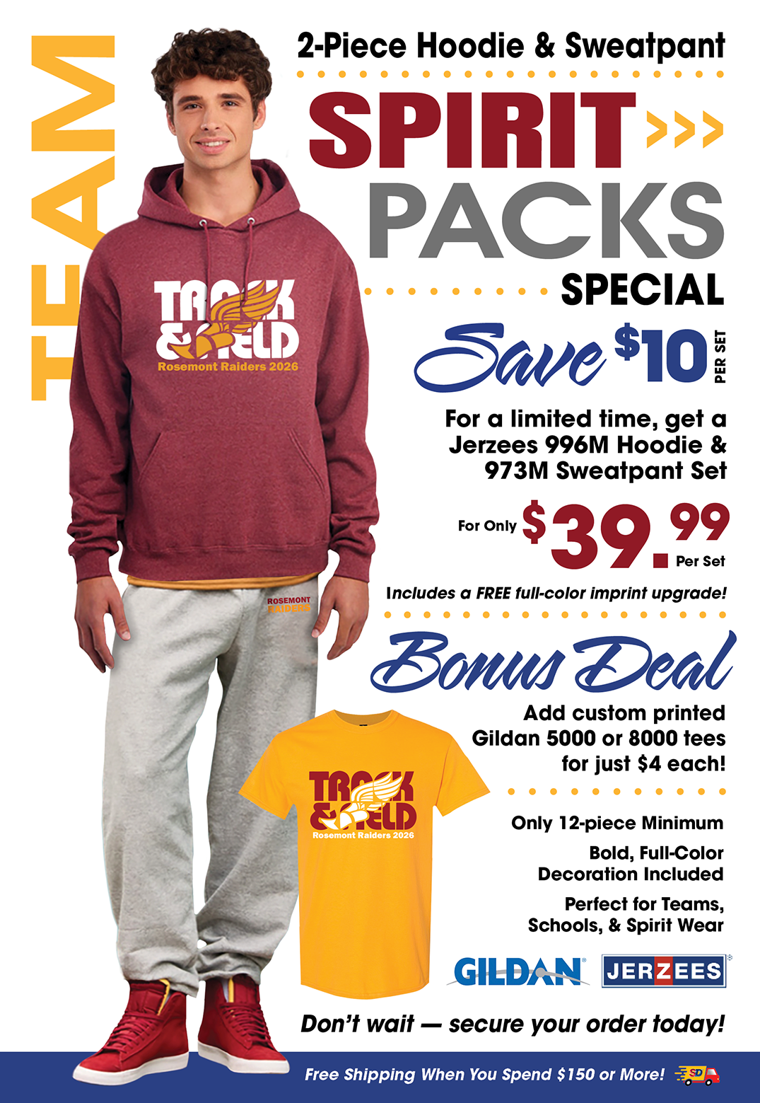 Wolverine Football Spirit Packs featuring hoodies, t-shirts, shorts, and sweatpants with free Performance Coaches Pack offer.