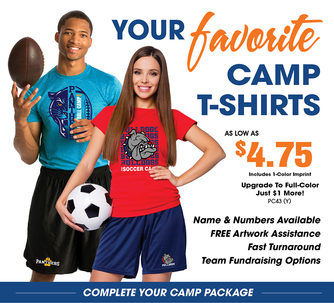 Promotional image featuring a custom hoodie and tee offer; includes bold text highlighting school spirit apparel with vibrant designs; garments displayed in neutral tones with customizable logo areas; ideal for team, school, or event branding.