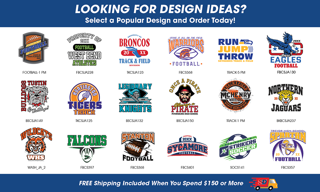 A grid of 18 design template ideas, don't see what you want? We can design it for you!