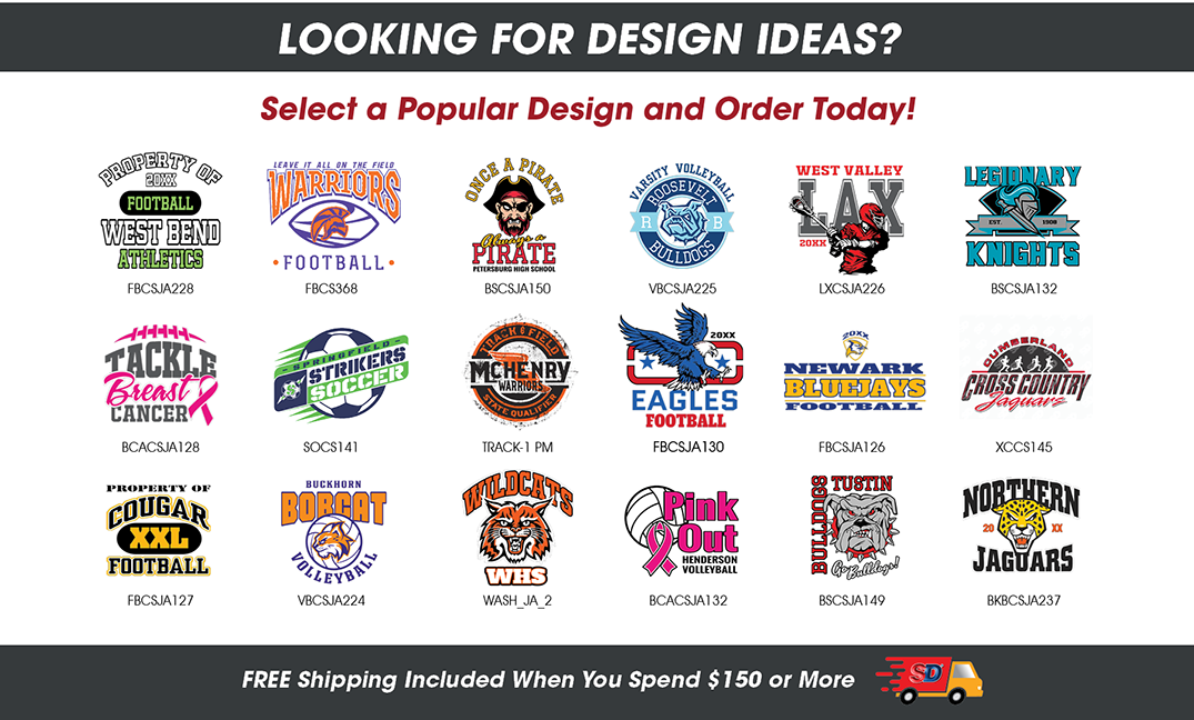 A grid of 18 design template ideas, don't see what you want? We can design it for you!