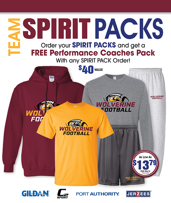 Team Spirit Packs, choose from 2-piece, 3-piece, 4-piece, or 5-piece packs! Get a Free Coaches Performance Pack with Purchase! ($40 Value!)