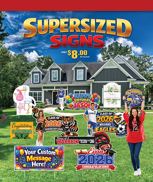 Supersized banners, big or small we do it all! Only $8/sq. ft.